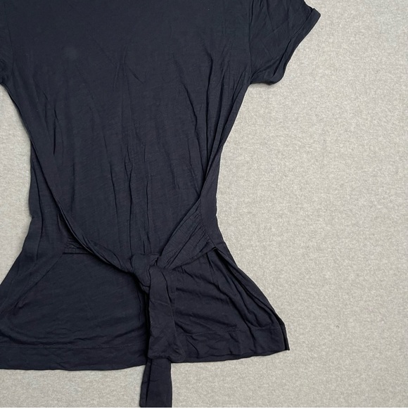 T.La Tunic Womens Small Blue Solid Short Sleeve Tie Front Tunic Casual - Picture 2 of 11